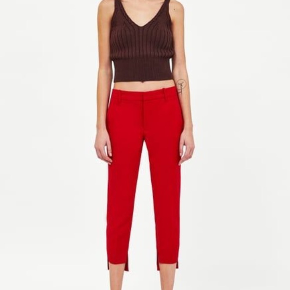 Zara red hot asymmetrical hem pants!